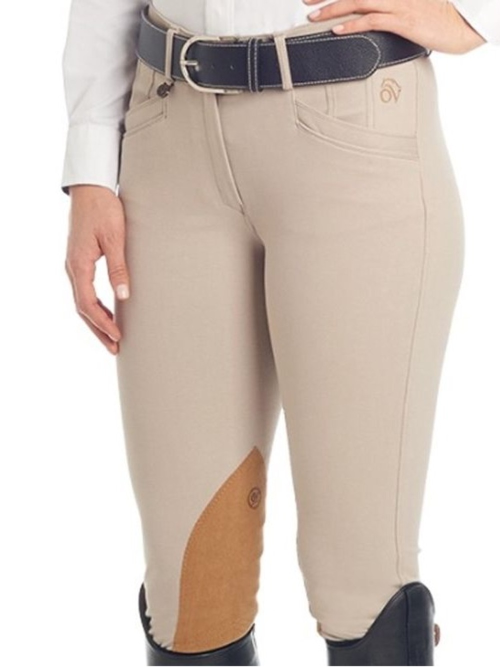 Ovation Women’s Marilyn Shapley Knee Patch Euro Seat Beige Breeches - 34R